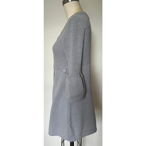 One A Gray Bell Sleeve Tunic Sweater Retro Boho Twee Coquette Cotton Blend L $45 - Picture 3 of 12